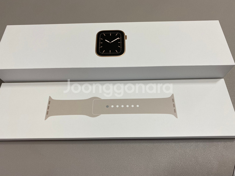 애플워치5 스테인리스스틸 골드 44mm--1