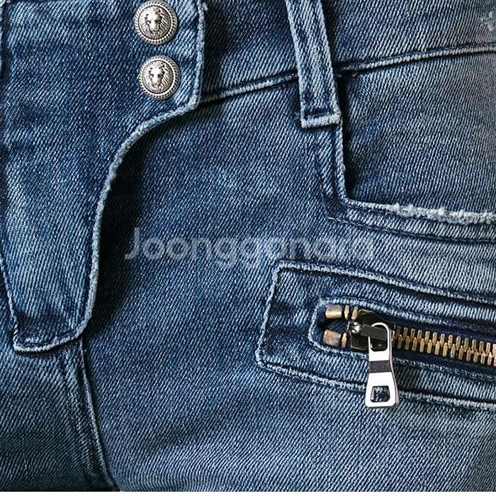 루나에비뉴7 발망 여성 바이커진 레트로 데님팬츠 스키니--0