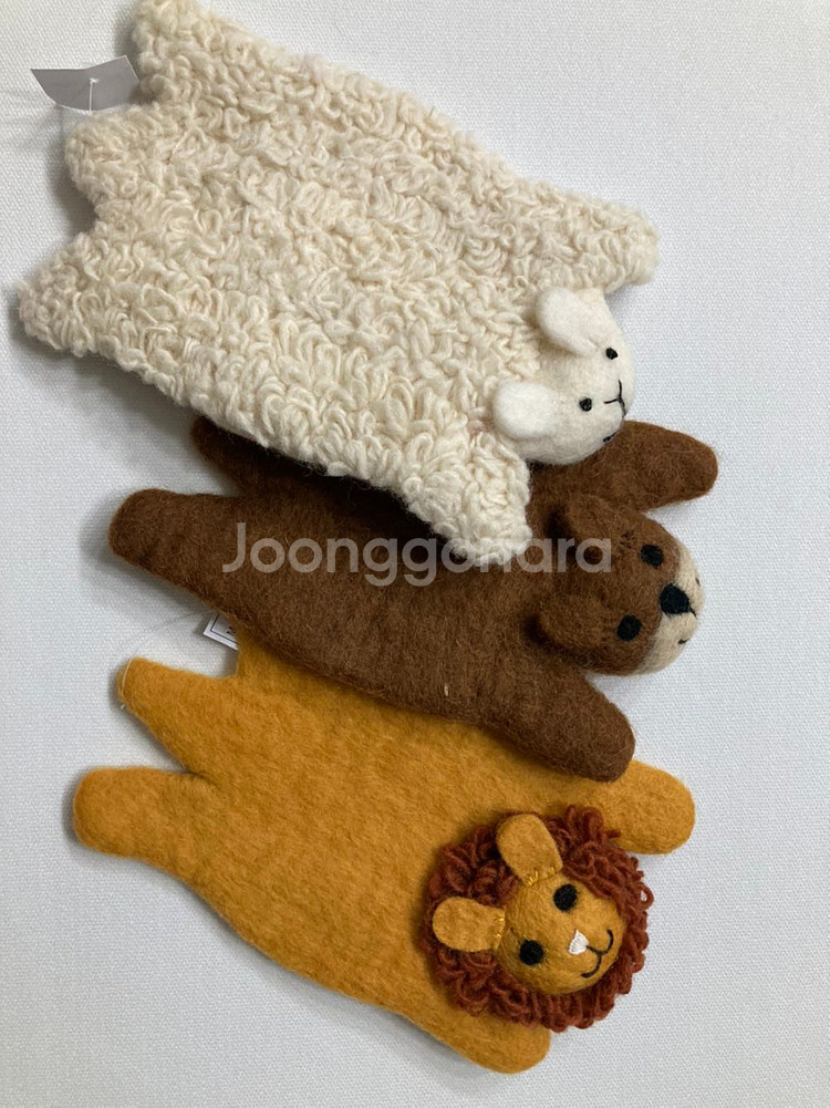 [새상품] 핸드메이드 양모 펠트 동물모양 코스터 3종--4