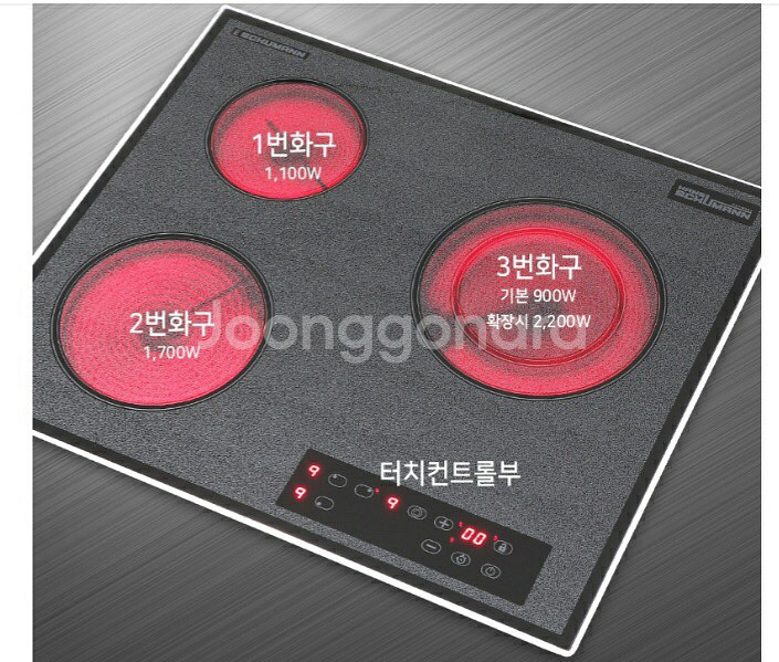 한스슈만 3구 듀얼 전기렌지 전기레인지 하이라이트 HS--5