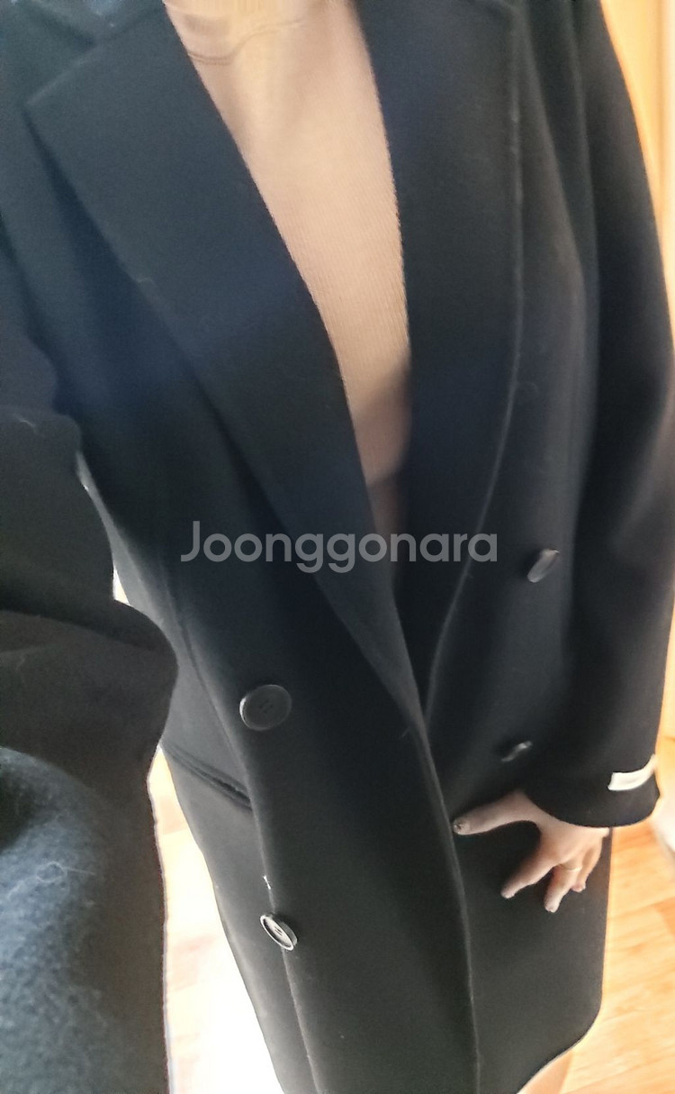 울90프로 핸드메이드 블랙 새상품롱코트--2