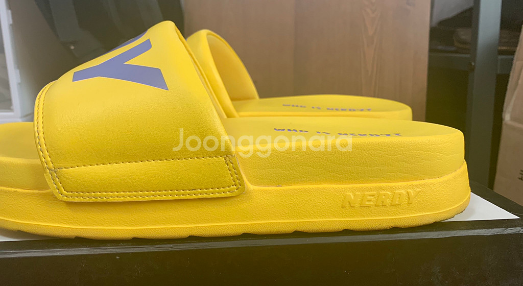 꿀매️ 널디 빅로고 플랫폼 슬라이드 슬리퍼 옐로우...--2