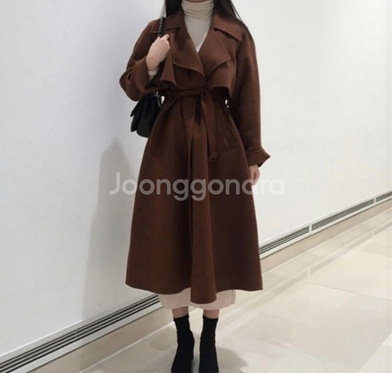 소녀레시피 플라운스 코트 브라운 핸드메이드코트 울코트--0