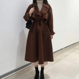 소녀레시피 플라운스 코트 브라운 핸드메이드코트 울코트