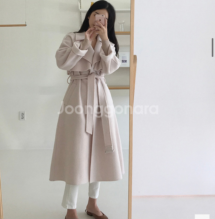 소녀레시피 플라운스 코트 브라운 핸드메이드코트 울코트--1