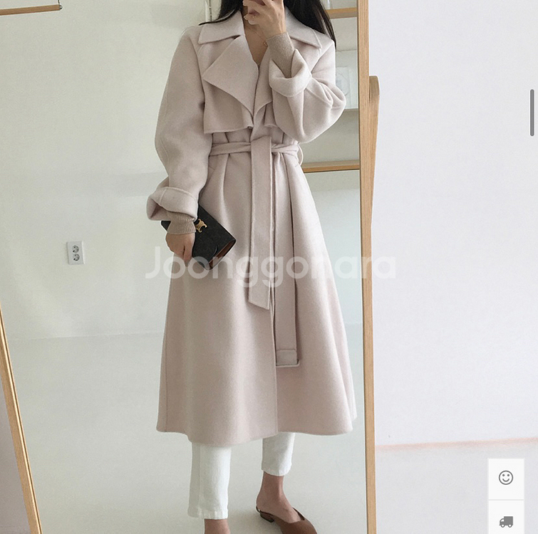 소녀레시피 플라운스 코트 브라운 핸드메이드코트 울코트--3