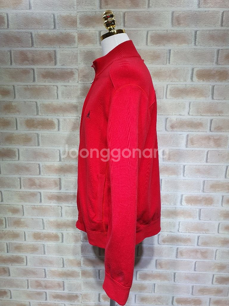 빈폴 정품 스트라이프 배색 코튼 반넥 니트 집업 100--7