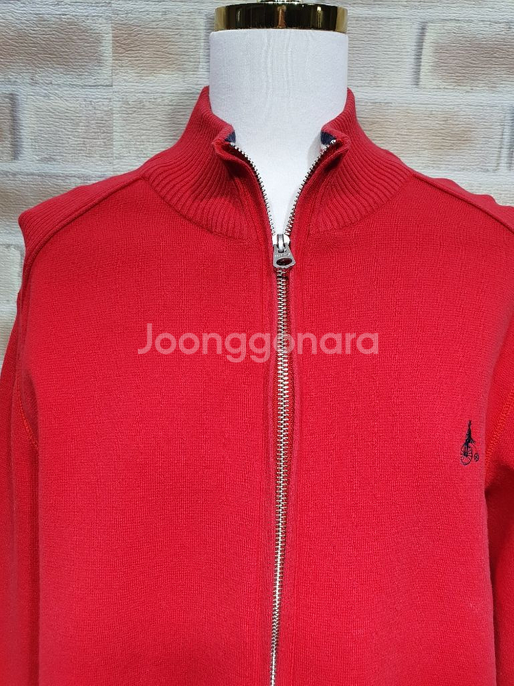 빈폴 정품 스트라이프 배색 코튼 반넥 니트 집업 100--6