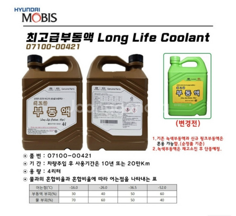 현대모비스 07100-00420 4L 최고급사계절부동액--3