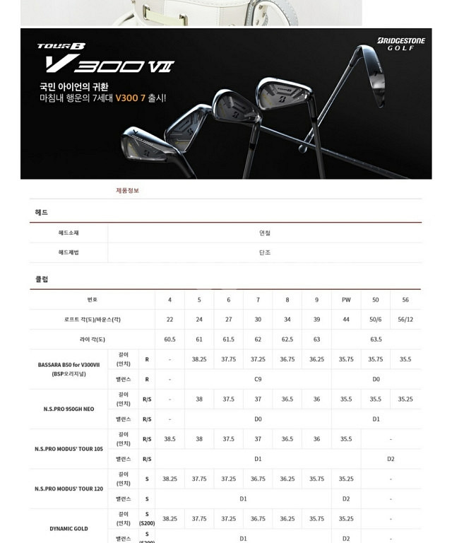2021년형 브리지스톤 투어스테이지 V300 7--0