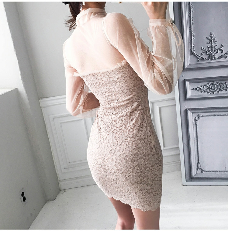 쉬폰 시스루 레이스 하객 원피스--1