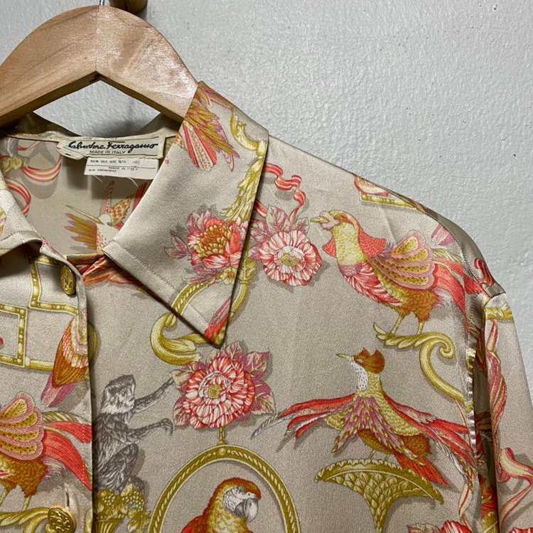 페라가모 실크100% 패턴 블라우스 이미지