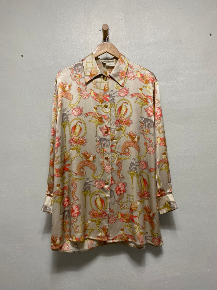 페라가모 실크100% 패턴 블라우스 이미지