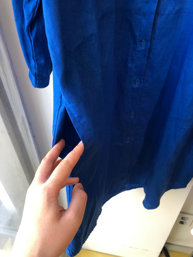 새상품 린넨 롱 셔츠 원피스 블루 휴가 바다--1