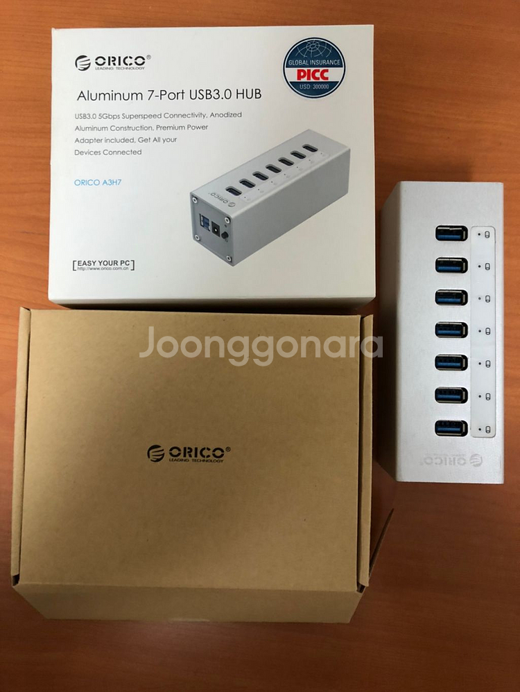 오리코 3.0 7포트 유전원 허브 팝니다--2