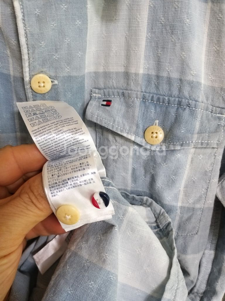 여성 타미힐피거 데님 체크셔츠 (95)--4