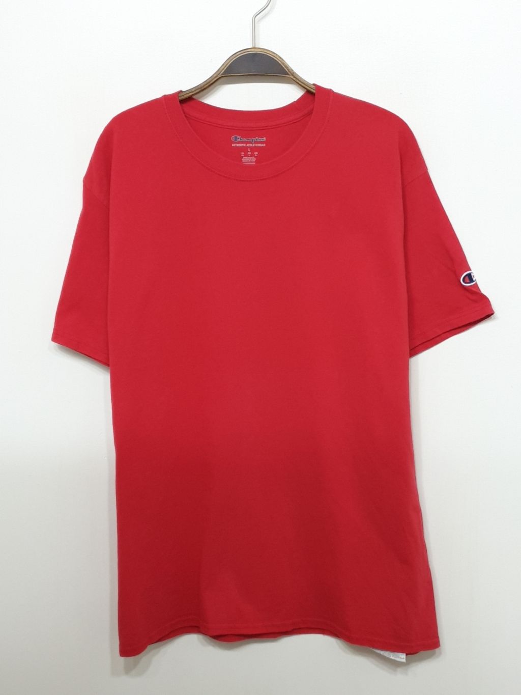 (M) 챔피온 반팔티 빨강 라운드 면티셔츠 캐주얼