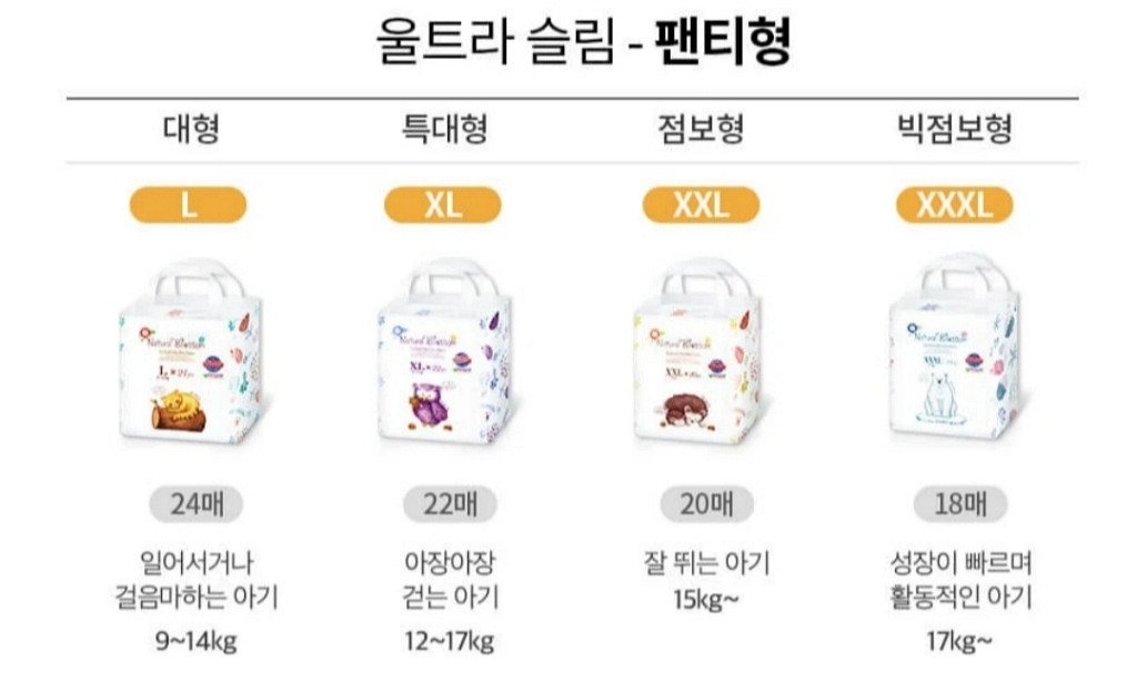 네추럴블러섬 팬티 기저귀 라지 사이즈--3