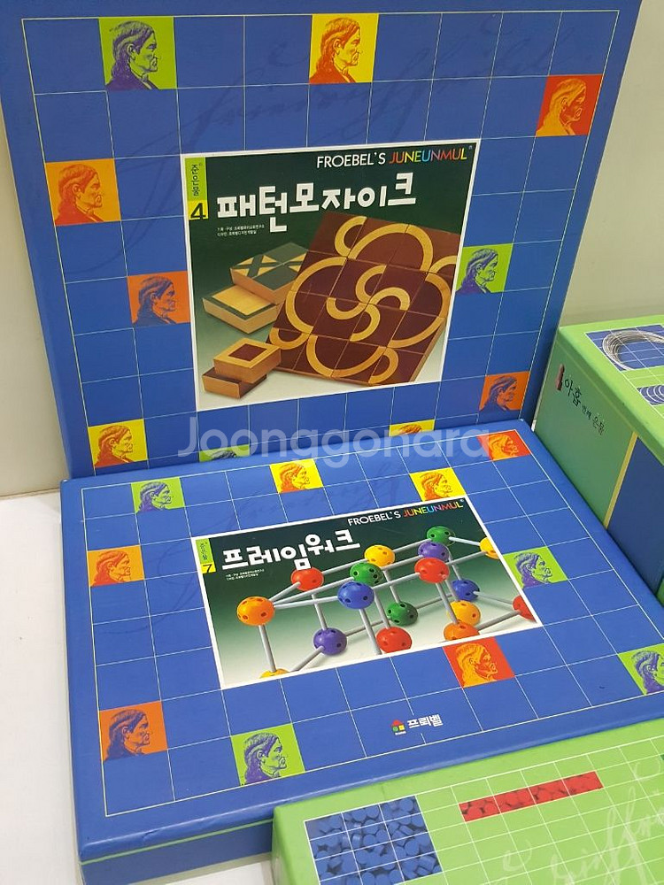 중고]프뢰벨 준은물4,7은물8,9,10가베 교구5종묶음--2