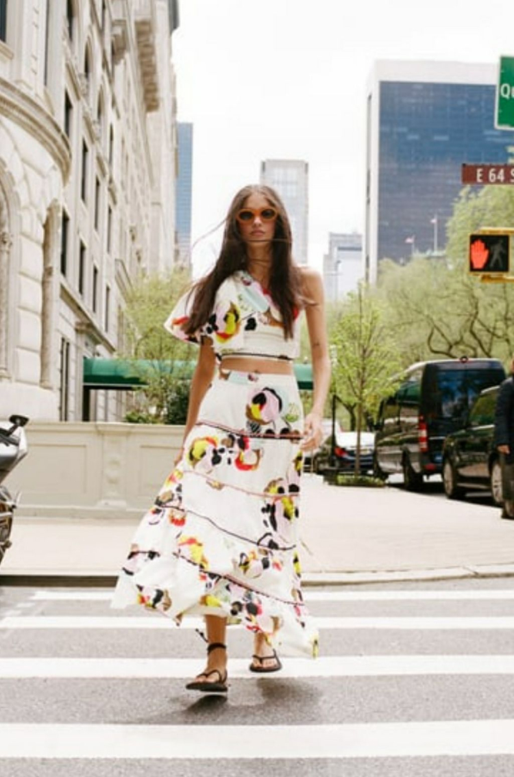 ZARA 패턴 롱 스커트--2