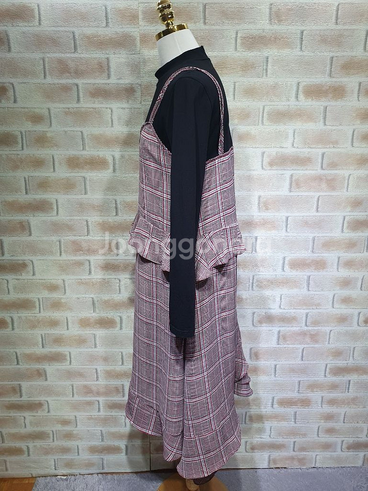 쥬시쥬디 정품 새것수준 체크 프릴 뷔스티에 원피스 55--8