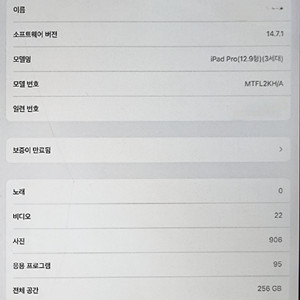 아이패드 프로 3세대 12.9 256GB