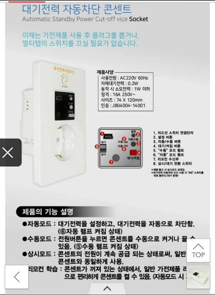 파나소닉신동아 대기전력차단콘센트 및 전기자재 이미지