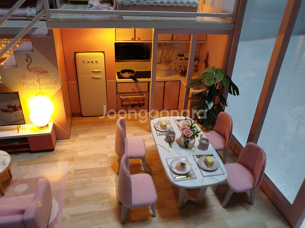 미니어처 하우스 완성품 -핑크 프린세스(모던핑크하우스)--1