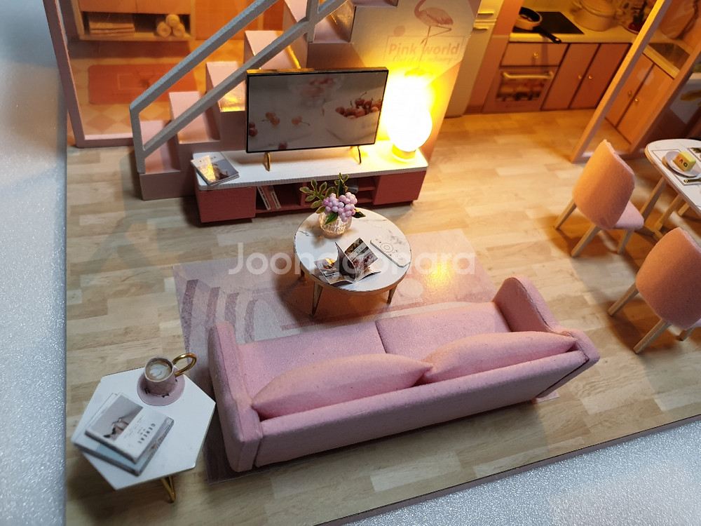 미니어처 하우스 완성품 -핑크 프린세스(모던핑크하우스)--2