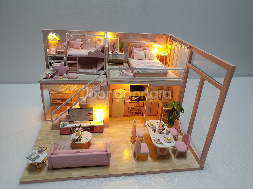 미니어처 하우스 완성품 -핑크 프린세스(모던핑크하우스)--6