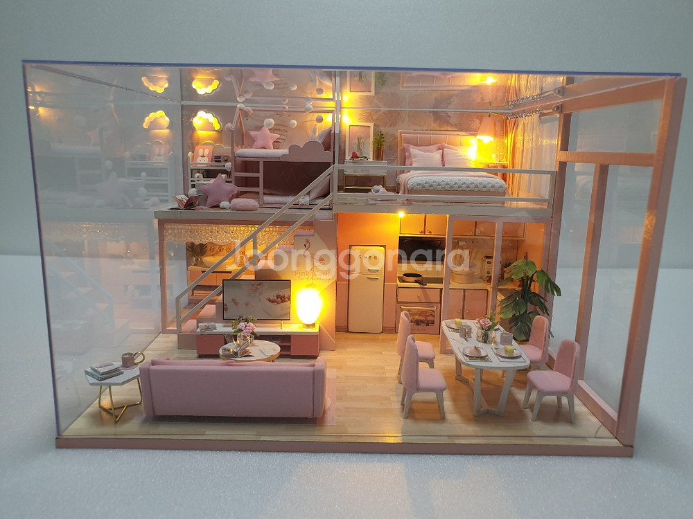 미니어처 하우스 완성품 -핑크 프린세스(모던핑크하우스)--8