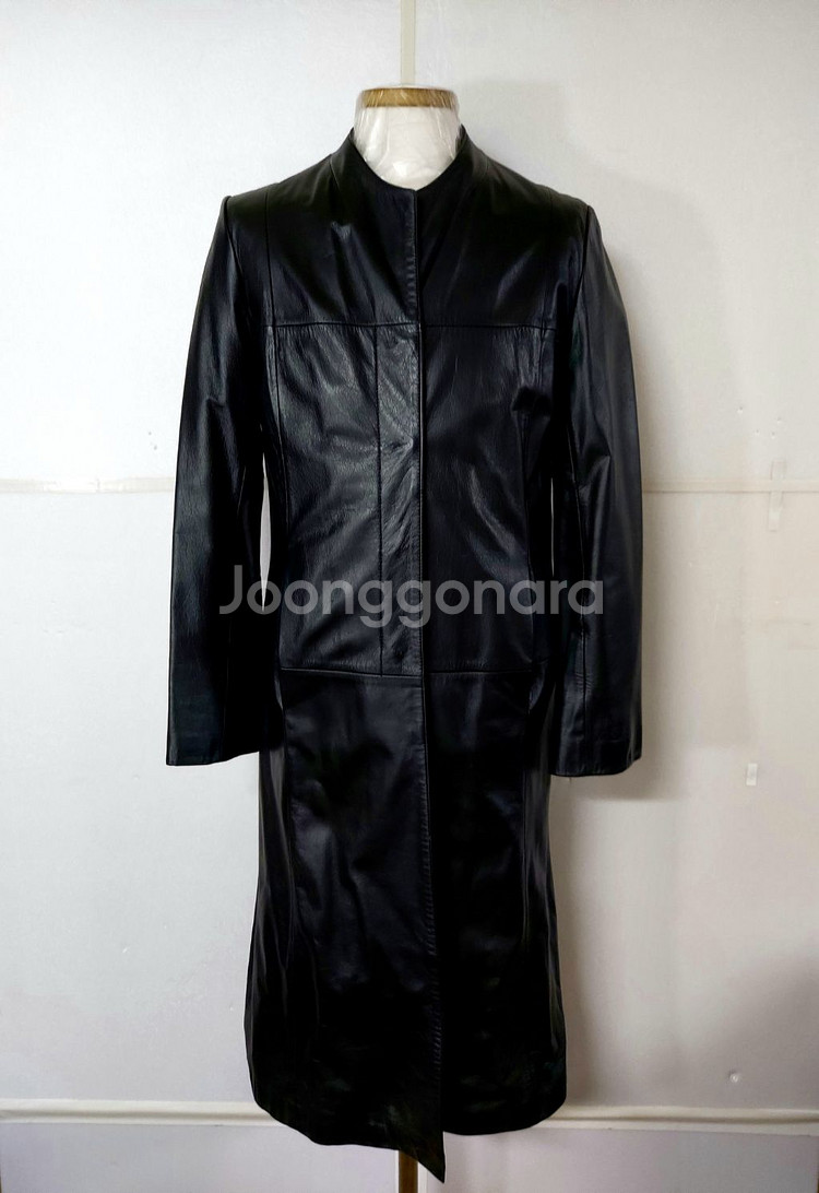 진영모피 여성 블랙 소가죽 롱코트 (여성66~77)--1