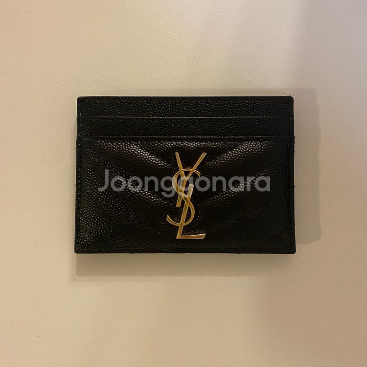 생로랑 금장 YSL 로고 카드지갑--1