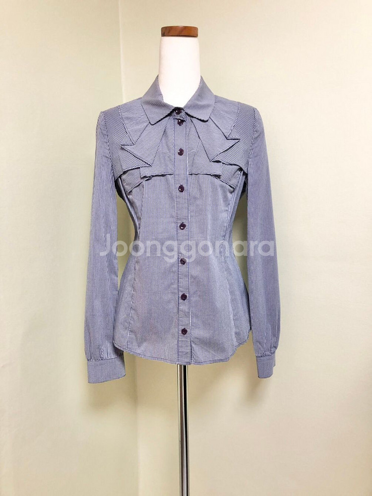 SOUP 러플 장식 잔체크 블라우스 55/새거수준--0