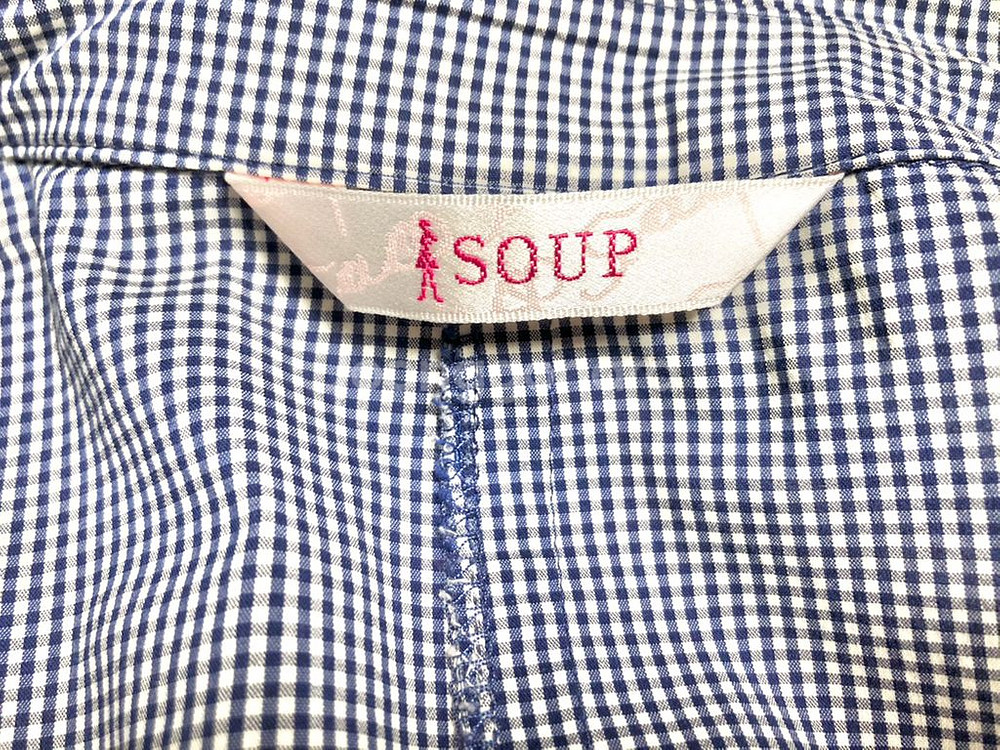 SOUP 러플 장식 잔체크 블라우스 55/새거수준--5