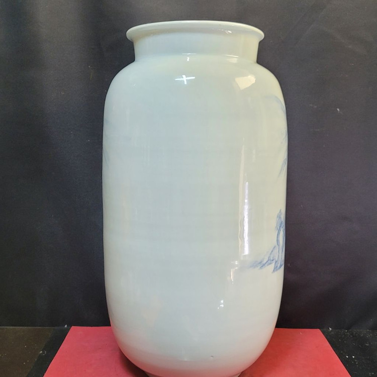 청수요 백자 청화 산수문 광구호 도자기 이미지