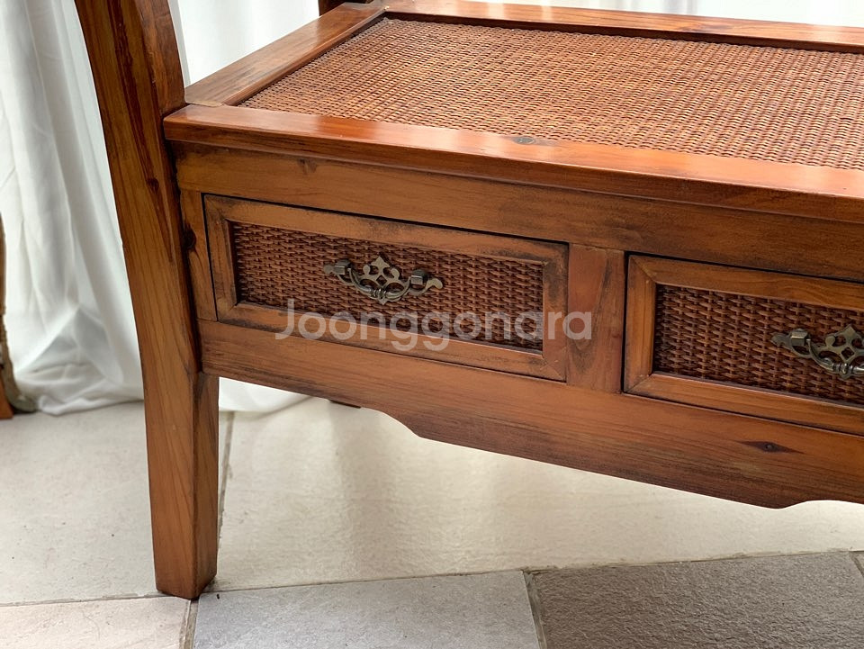 엔틱수납벤치의자,빈티지원목벤치,까페의자--7