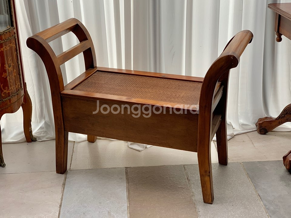 엔틱수납벤치의자,빈티지원목벤치,까페의자--9