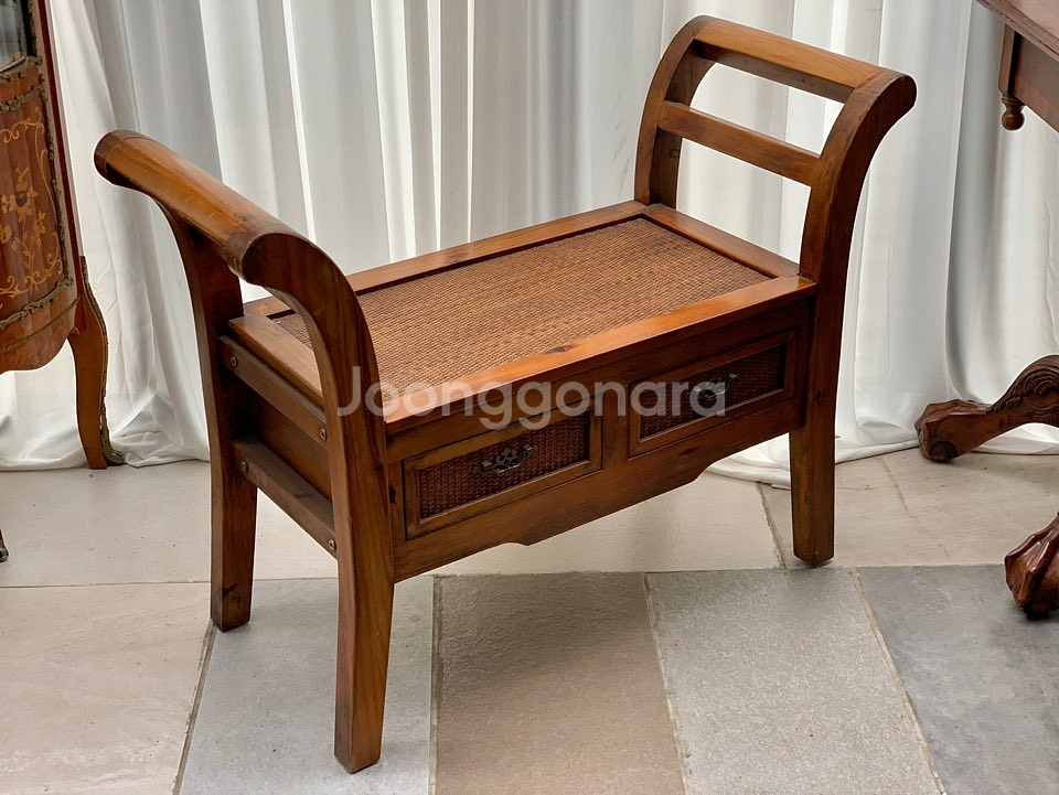엔틱수납벤치의자,빈티지원목벤치,까페의자--8