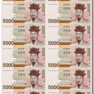 한국은행 연결형 은행권 오천원권 16면