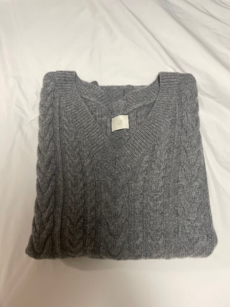 유메르 케이블 니트 베스트 /그레이--3