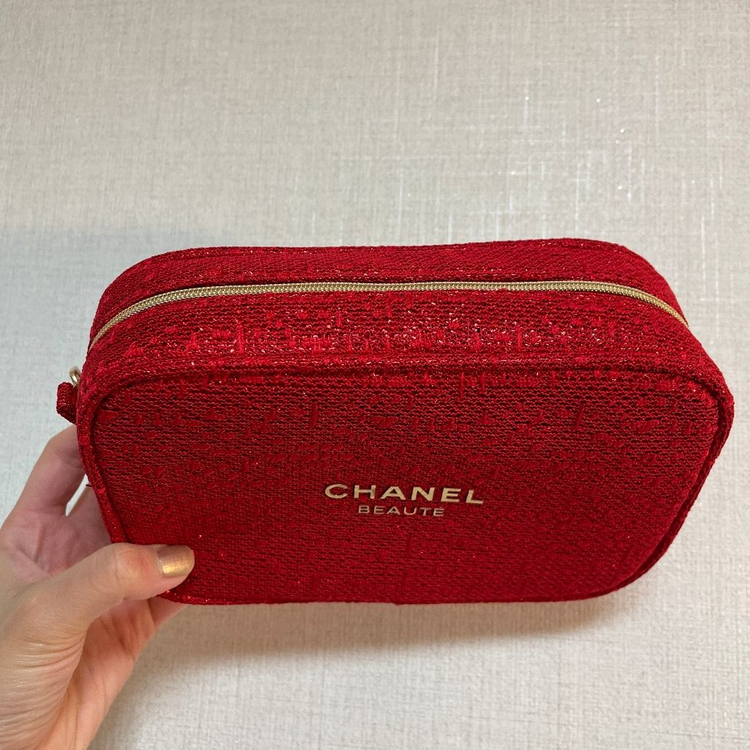 샤넬 CHANEL 레드펄 코스메틱 파우치 한정 새상품 이미지