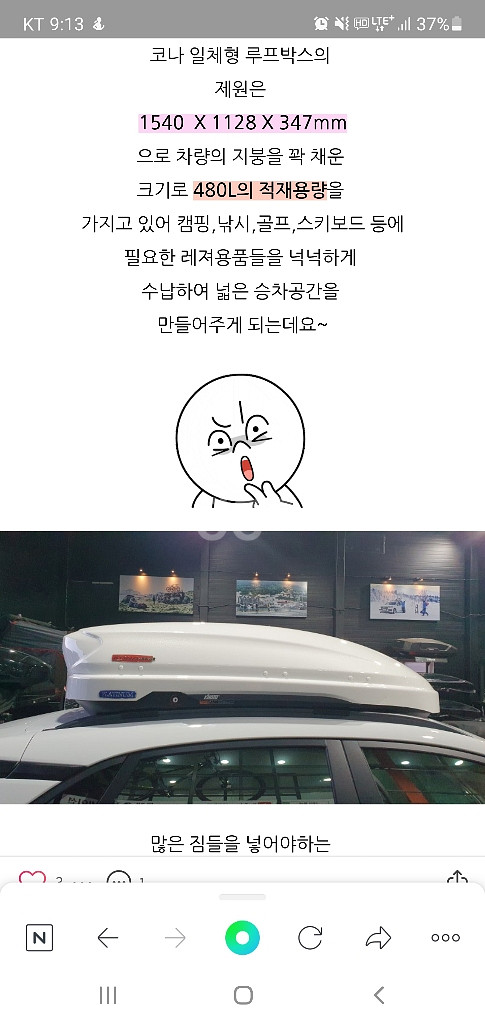 코나루프박스 19년5월구입 거이새것급처55만--3