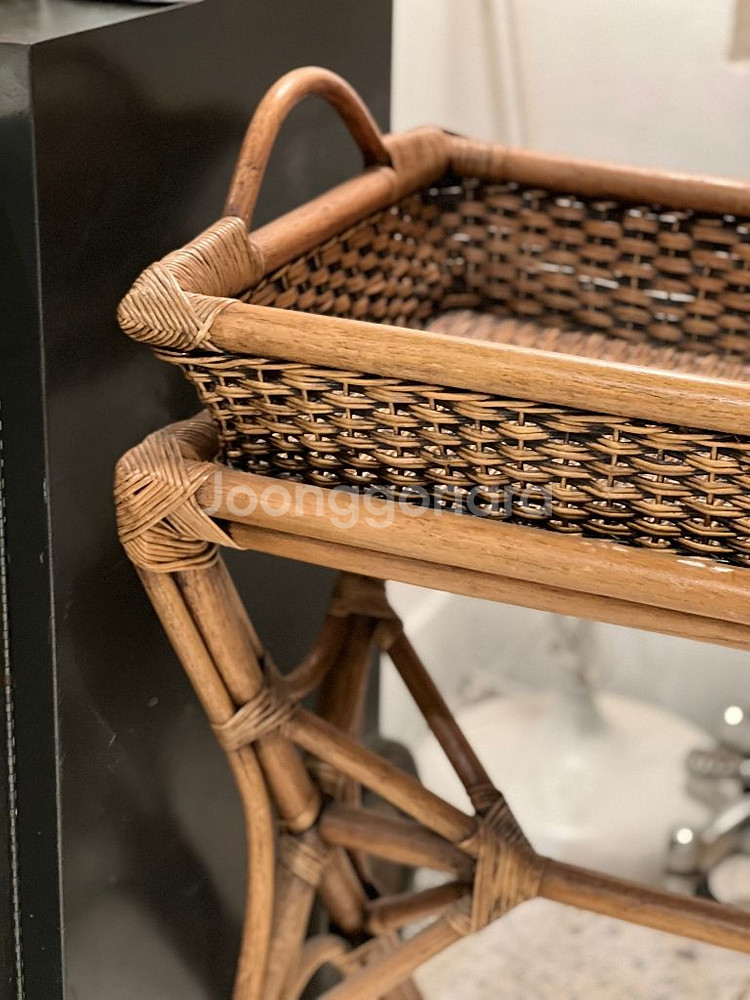 레트로등나무트레이선반,빈티지가구,등가구--1