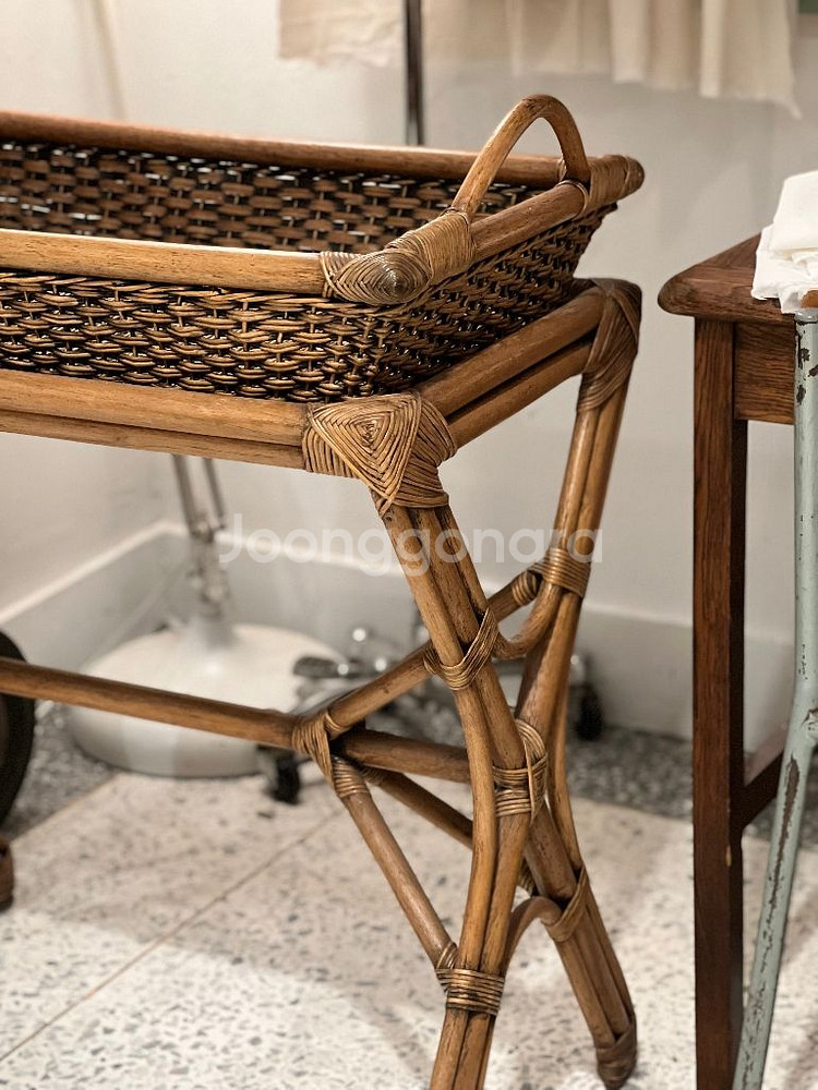 레트로등나무트레이선반,빈티지가구,등가구--2