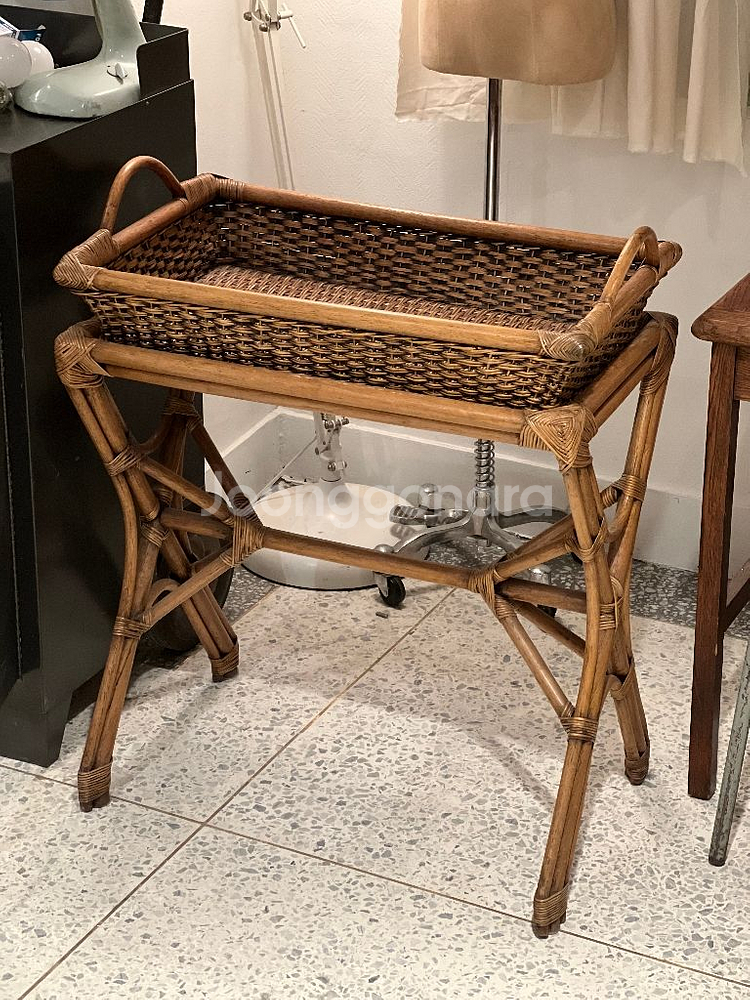 레트로등나무트레이선반,빈티지가구,등가구--9