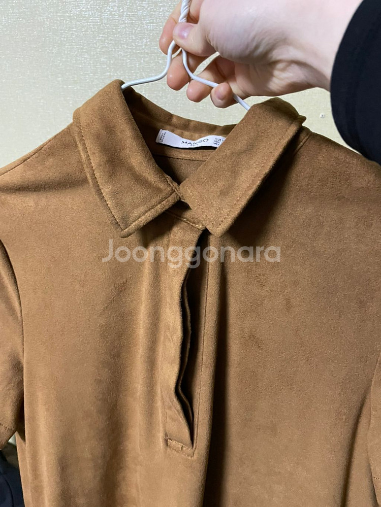 망고 스웨이드 카라 미디 원피스--1