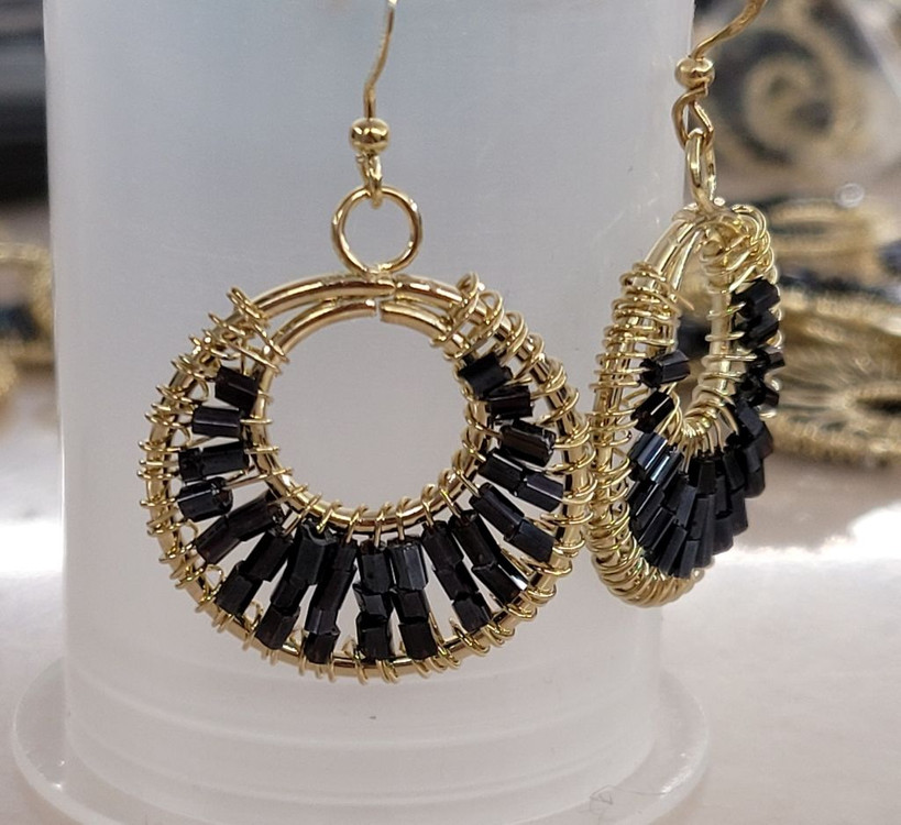 원형 비즈 귀걸이 블랙색상 25미리 40개 일괄--2