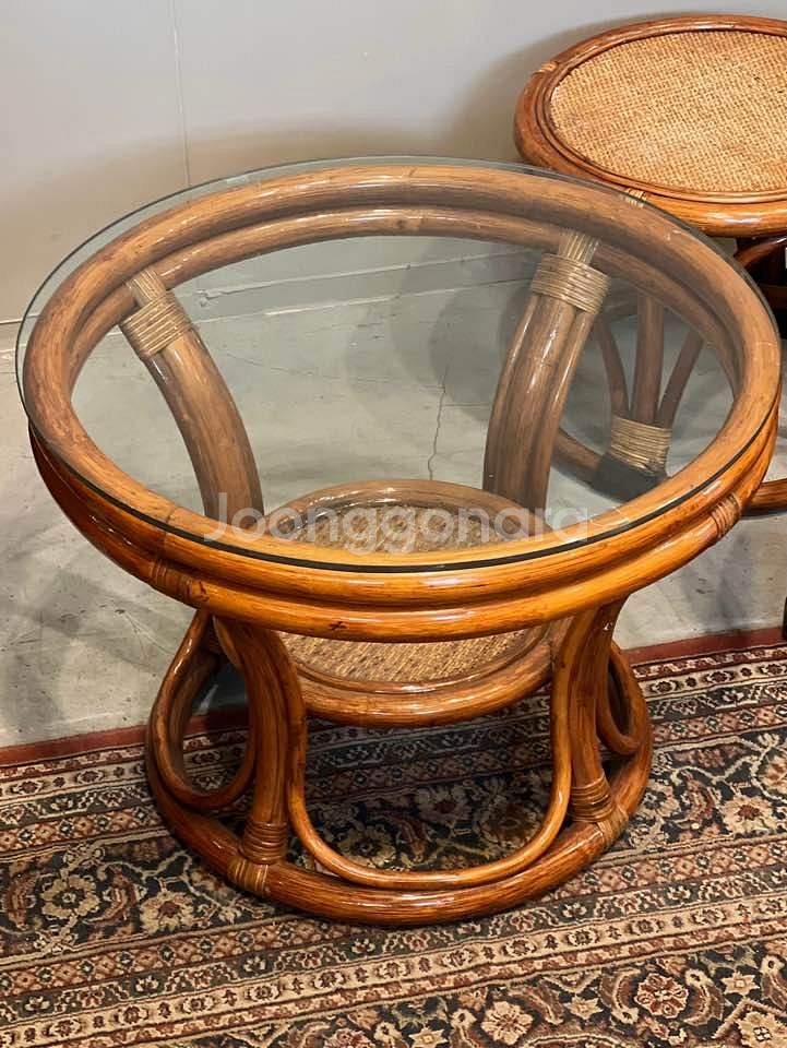 레트로 등나무 테이블,등가구,빈티지테이블,거실테이블--2