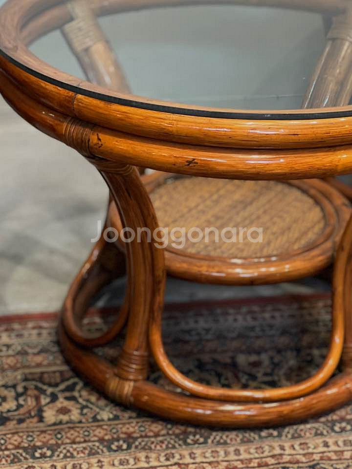 레트로 등나무 테이블,등가구,빈티지테이블,거실테이블--5